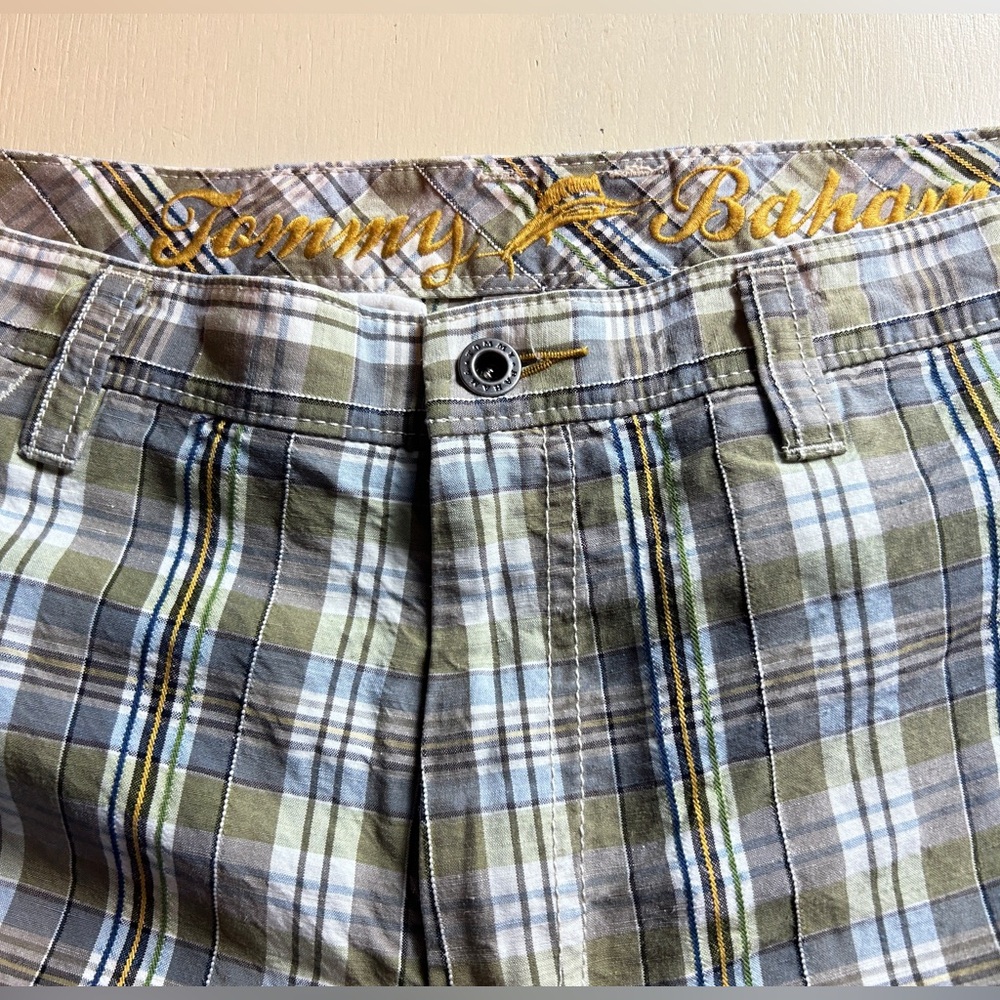 Tommy Bahama Mens Shorts Silk Linen Blend Plaid size 35